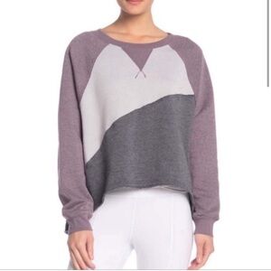 Free People Colorblock Scoop Neck Pullover - Mauve, White, Gray